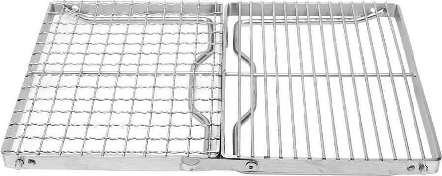 Opvouwbare Grill Compact Barbecue Buiten Koken Dubbel Gaas Ontwerp 39x27x4 cm Zilver
