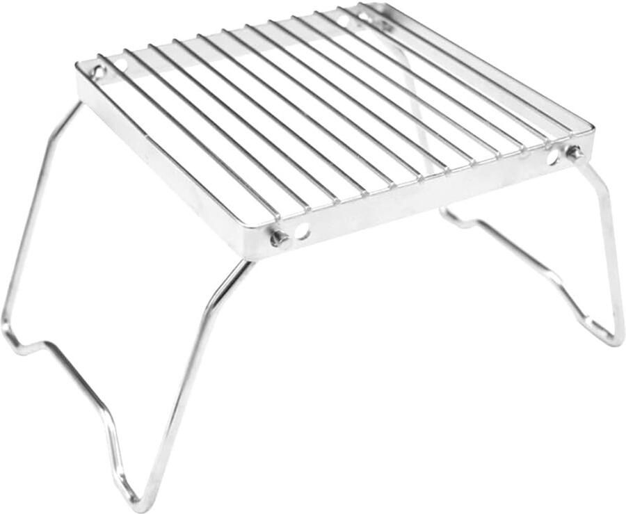 Opvouwbare Grill Compact Tafelmodel Outdoor Koken Roestvrij Staal 17x17x3 cm Zilver