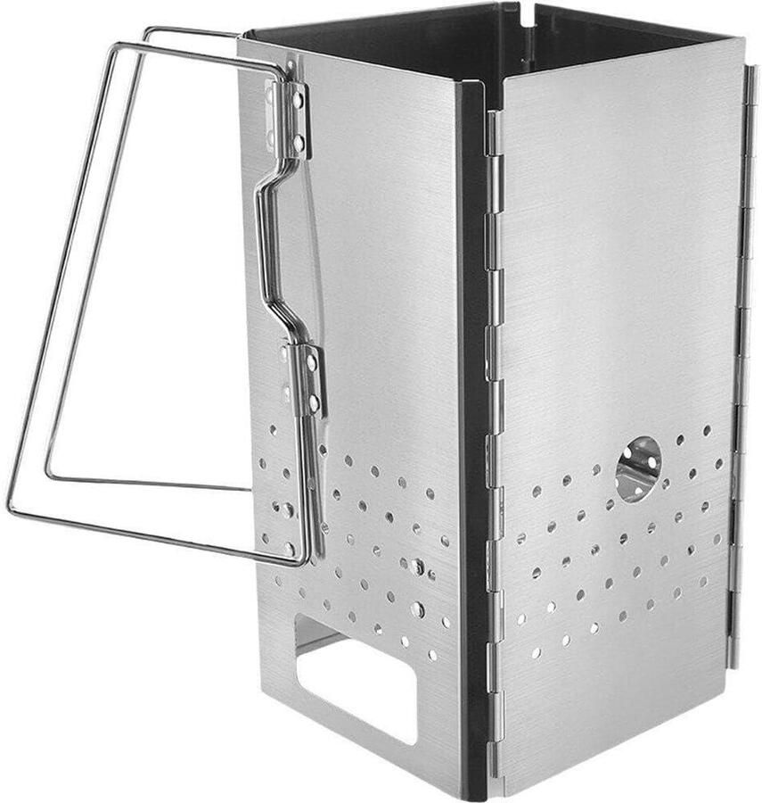 Opvouwbare Grill Draagbare Kachel Outdoor Koken Roestvrij Staal 31x18x5 cm Zilver - Foto 1