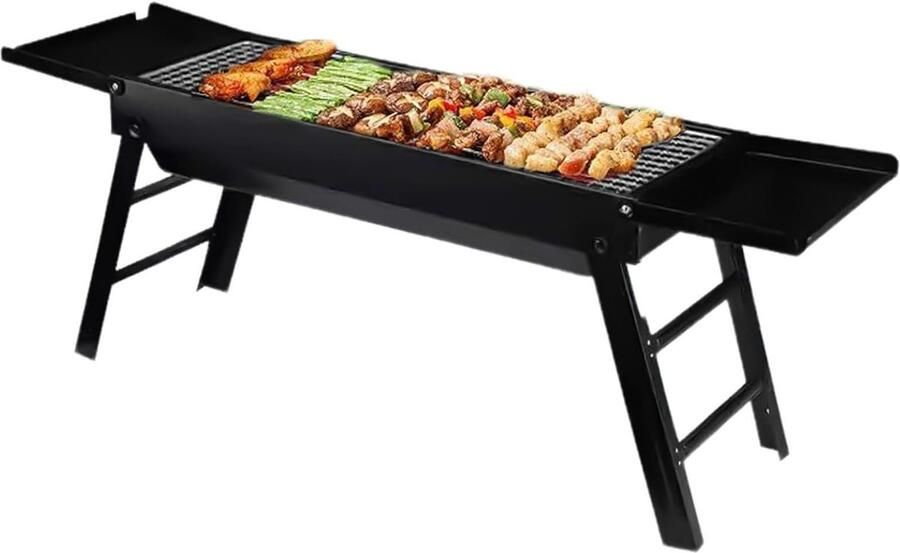 Opvouwbare Grill Draagbare Kookplaat Buiten Koken Gelijkmatige Warmte 88x22x31cm Zwart