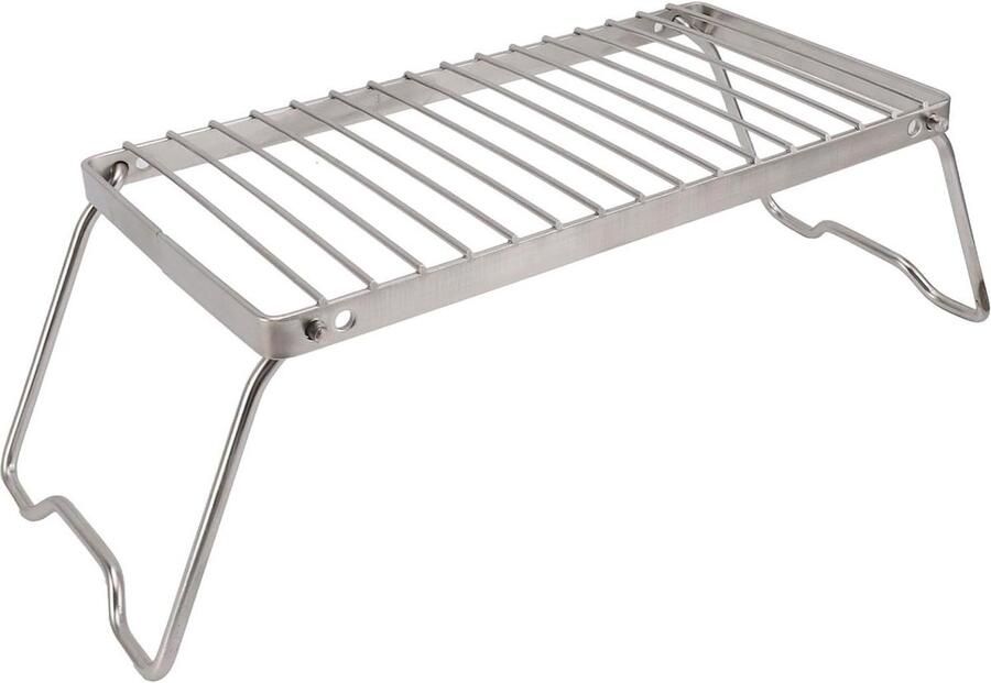 Opvouwbare Grill Kampeerrooster Tafelmodel Buiten Koken Verstelbare Hoogte 31 x 16 cm Zilver