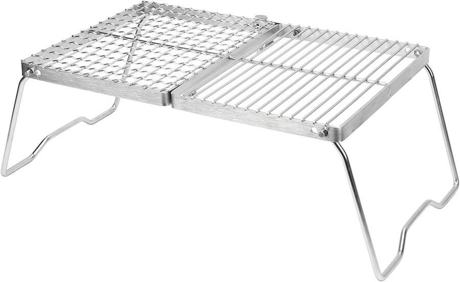Opvouwbare Grill Kampvuur Rooster Buiten Koken Verdikt Roestvrij Staal 39 x 27 cm Zilverkleurig