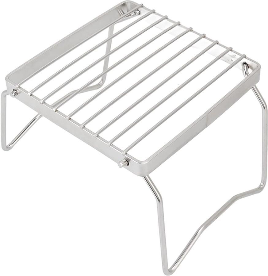 Opvouwbare Grill Kampvuur Rooster Buiten Koken Zwaar Uitgevoerd 17 x 16 cm Zilverkleurig