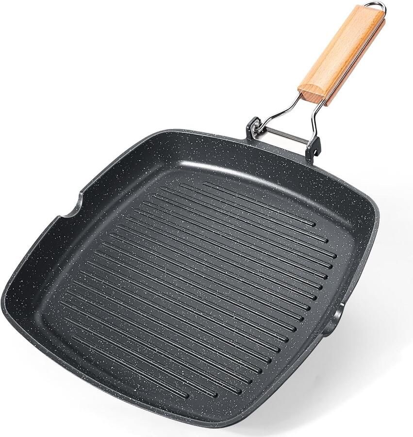 Opvouwbare Grillpan Kookgerei Pan Lekker Koken Duurzame Coating 28 cm Zwart