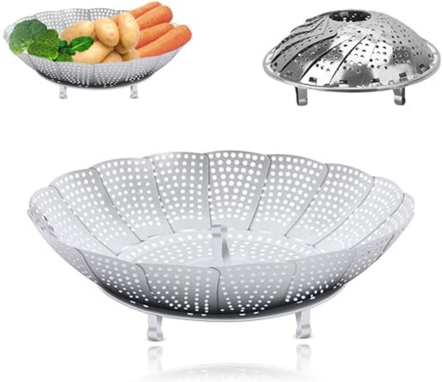 Opvouwbare Groentestomer met Instelbare Stoominzet Compacte en Praktische Kookoplossing voor Gezonde Gerechten