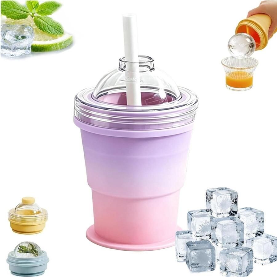 Opvouwbare Ijsbeker Ijsballenmaker Mok Drinken Onderweg 2-in-1 IJs Vorm 6.1 inch A