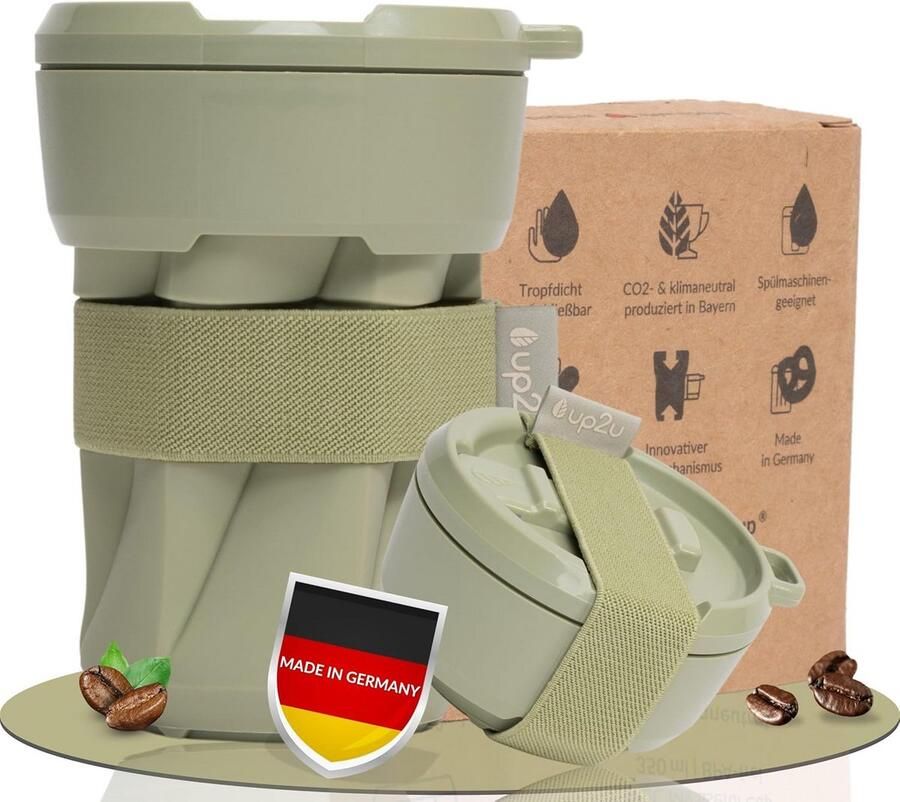 Opvouwbare koffiebeker Herbruikbare mok Drinken onderweg Klimaatneutraal geproduceerd 350 ml Vanilla