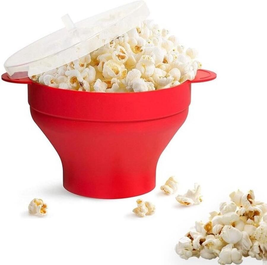 Opvouwbare Magnetron Popcorn Kom Popcornmaker Serie Magnetron Popcornbak Gezond Poffen Zonder Olie BPA-Vrije Siliconen Inklapbaar Design Eenvoudig Schoonmaken Snel In 3 Minuten Geschikt Voor Afwasmachine Familie Filmavond