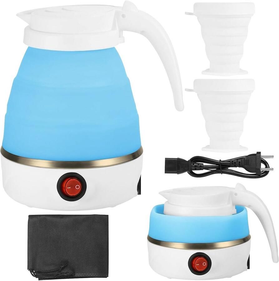 Opvouwbare Mini Waterkoker 600ml Draagbaar en Elektrisch voor Reizen en Camping