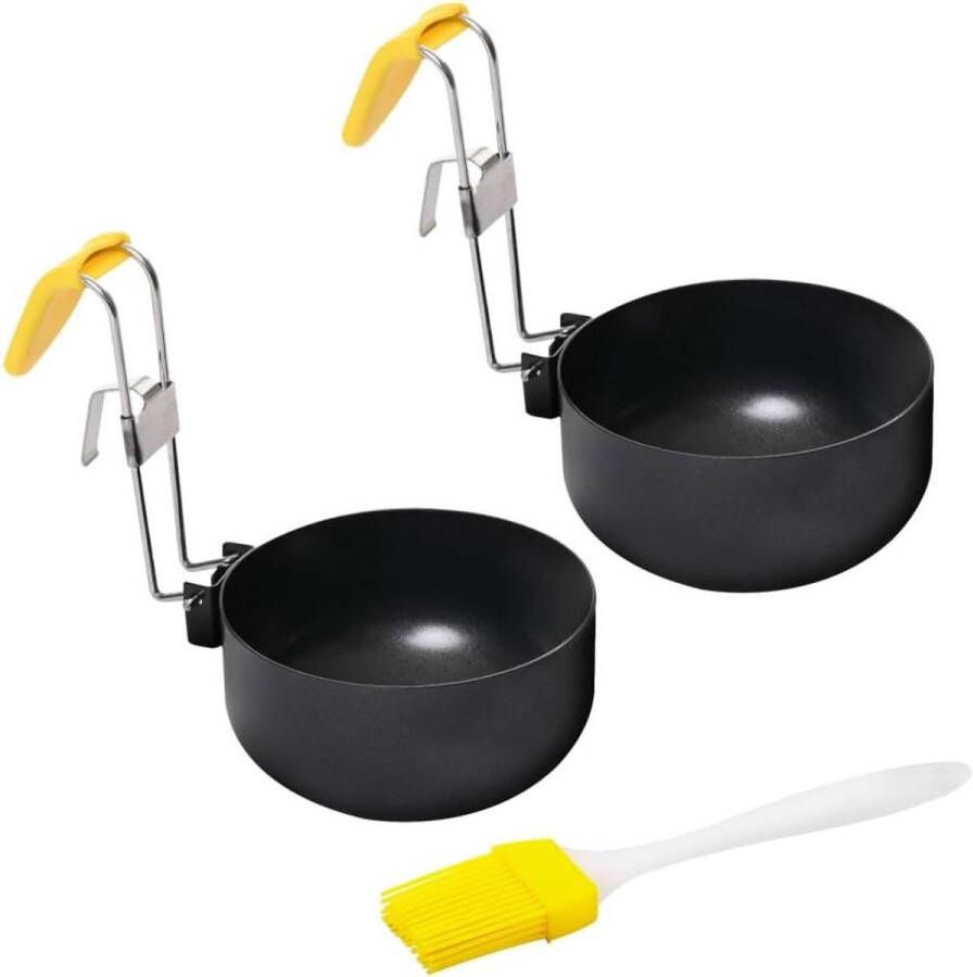 Opvouwbare Non-stick Hang Oor Eierkoker met Olie Borstel Gekookte Eieren voor Keuken Tool