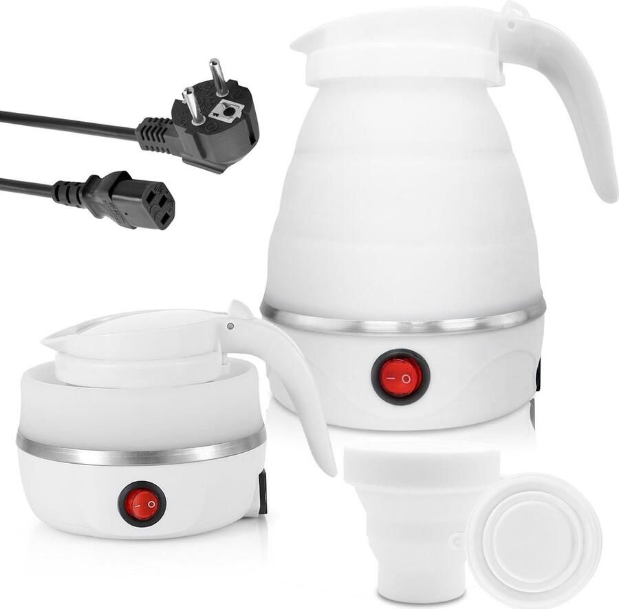 Opvouwbare Reiswaterkoker 0 6L met 2 Siliconen Bekers Snel Koken voor Camping en Vakantie