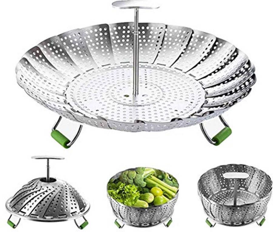 Opvouwbare RVS Stoommachine voor Vegetarisch en Zeevruchten Koken Geschikt voor Potten van 5.5 tot 9