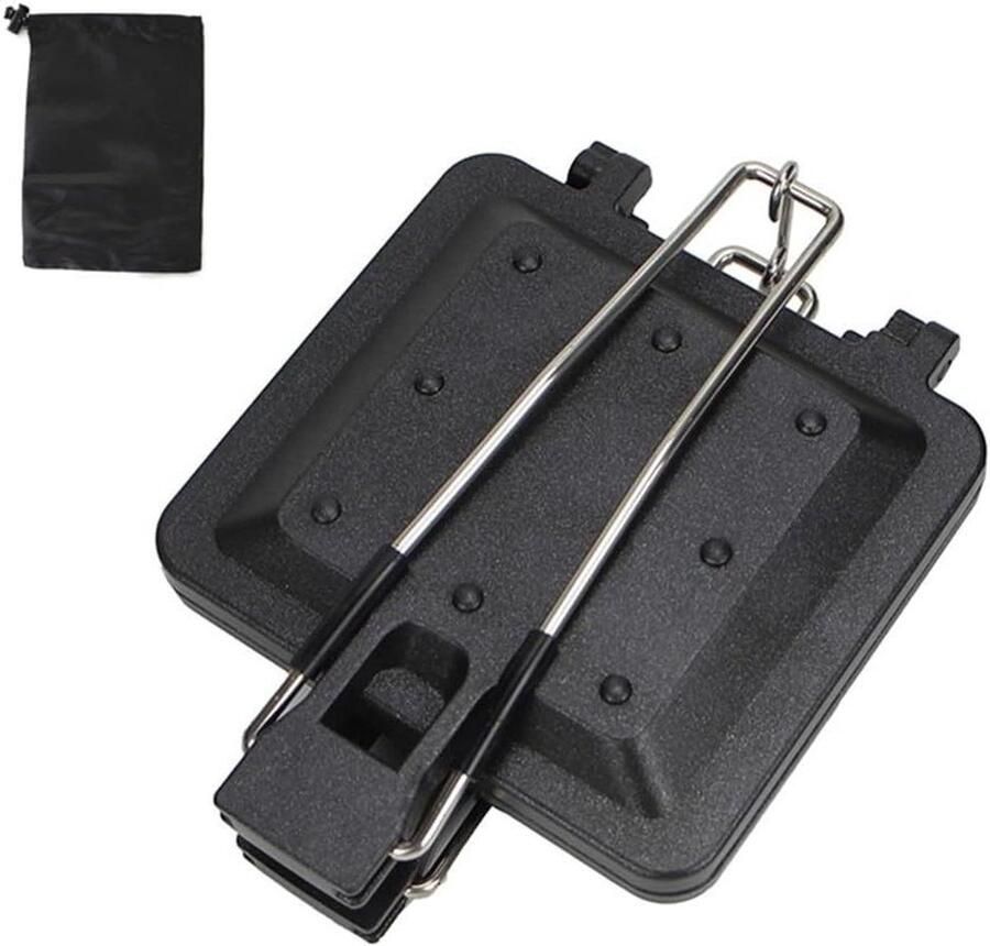 Opvouwbare Sandwich Grill Broodjes Maker Ontbijt Bereiden Antiaanbaklaag 33 cm x 14 cm Zwart