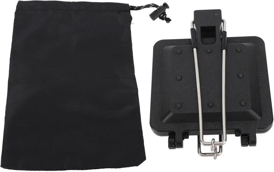 Opvouwbare Sandwichmaker Tosti IJzer Kamperen Koken Dubbelzijdig Verwarmen 20x15x5 cm Zwart
