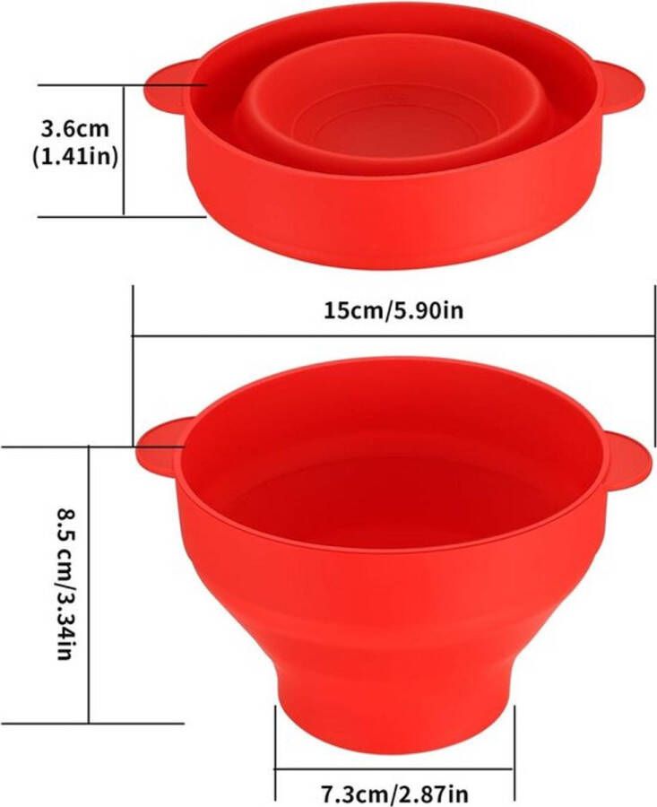 Opvouwbare popcornmaker BPA-vrij met deksel opvouwbare siliconen popcorncontainers 15 x 12 7 x 8 5 cm voor huis keuken en feest rood - Foto 2