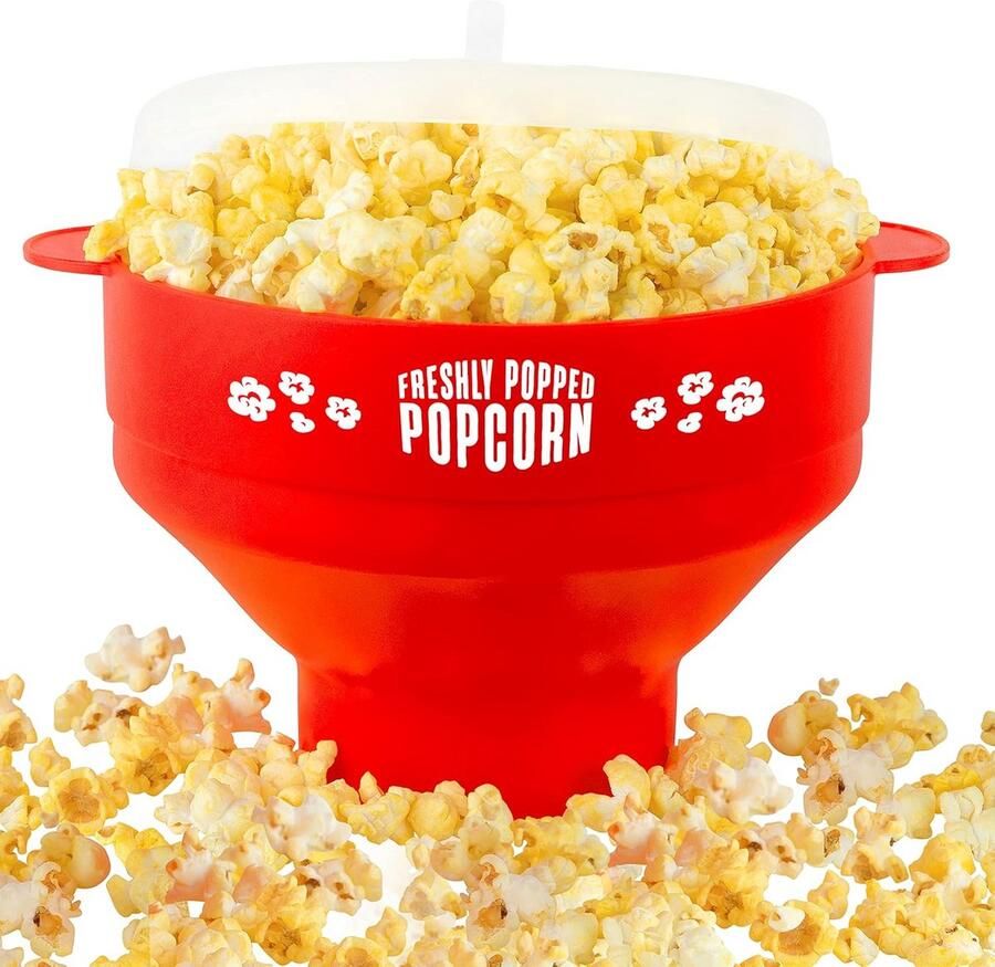 Opvouwbare Siliconen Popcornmaker met Handgrepen BPA vrij en Vaatwasmachinebestendig Geschikt voor Magnetron