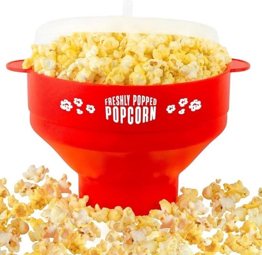 Opvouwbare siliconen popcornmaker met handgrepen BPA-vrij Vaatwasmachinebestendig Voor de magnetron