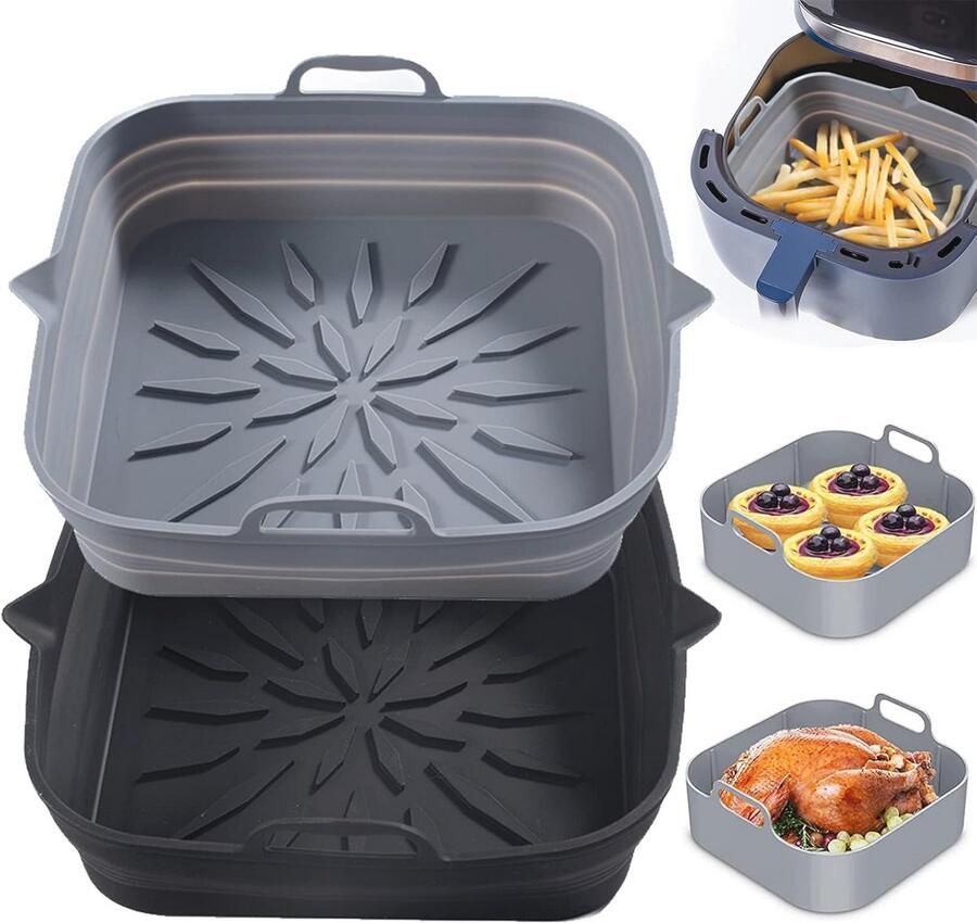 Opvouwbare Siliconen Pot voor Airfryer 2 Stuks Herbruikbare Bakplaten en Keukenaccessoires