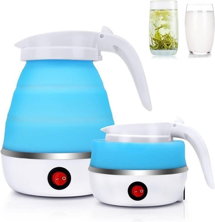 Opvouwbare siliconen waterkoker 0 6 liter – Draagbare elektrische waterkoker met roestvrijstalen voet – Ideaal voor kamperen en wandelen