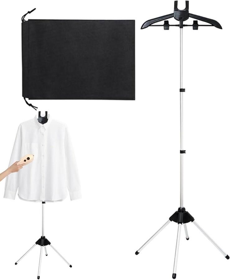 Opvouwbare stoomkoker Kledingrek Kleding verzorgen In hoogte verstelbaar Tot 160 cm Zwart