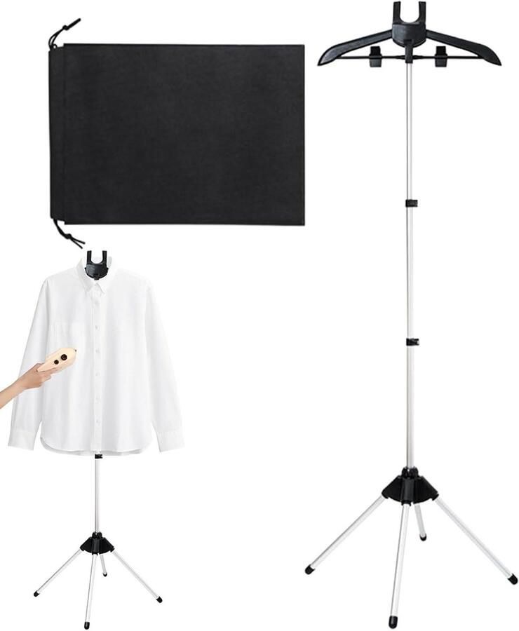Opvouwbare Stoomkoker Reis Stomer Organizer Kleding Stomen Verstelbare Beugel 160 cm Hoogte Zwart