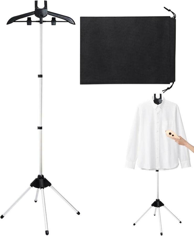 Opvouwbare Stoomkoker Reis Stomer Organizer Kleding Stomen Verstelbare Beugel 160 cm Hoogte Zwart