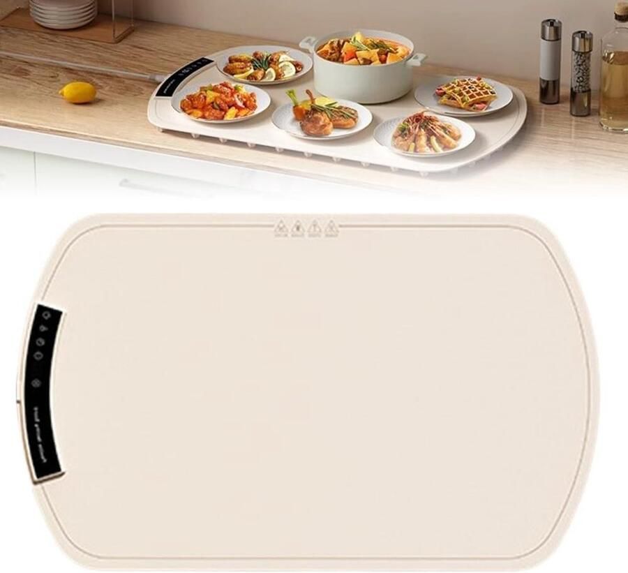 Opvouwbare Warmhoudplaat Elektrische Serveerschaal Maaltijden Warm Houden Instelbare Temperatuur 65x40 cm Zwart