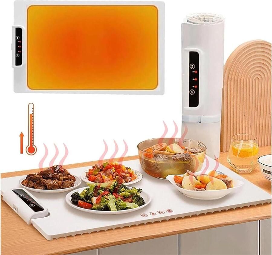 Opvouwbare Warmhoudplaat Elektrische Verwarming Eten Warm Houden Snelle Verwarming 10s 60x38 cm Zwart