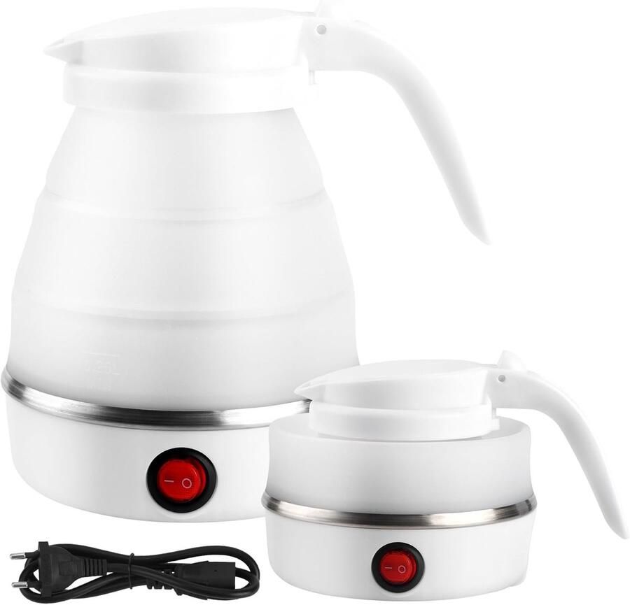 Opvouwbare waterketel Compacte waterkoker Reizen kamperen keuken Bespaart ruimte snel koken 06 liter 600 watt Wit