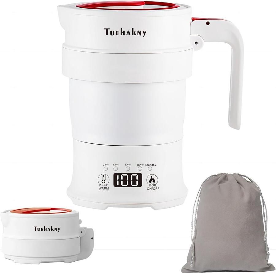 Opvouwbare Waterkoker 0 7L Draagbare Siliconen Kookwaterkoker met Temperatuurweergave voor Kamperen