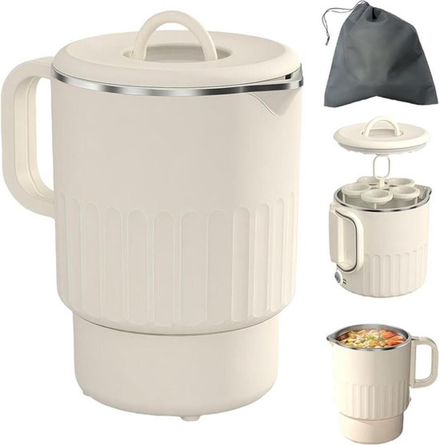 Opvouwbare waterkoker 1L Roestvrij staal Met opbergtas Draagbaar Voor camping en outdoor reizen