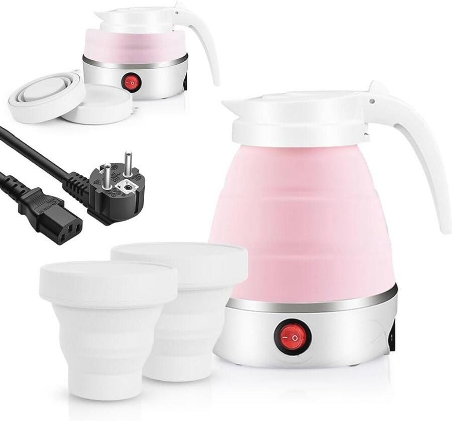 Opvouwbare waterkoker 600 ml Ideaal voor camping en reizen met 2 opvouwbare bekers