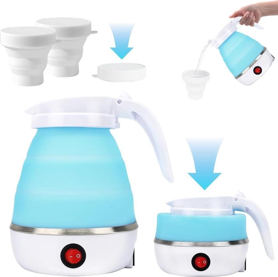 Opvouwbare waterkoker 600 ml met 2 bekers Draagbare mini waterkoker voor reizen en camping