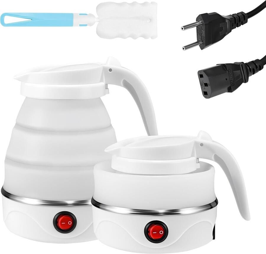 Opvouwbare waterkoker 600 ml reiswaterkoker klein siliconen 5 minuten snel koken wit draagbare waterkoker voor reizen camping kantoor outdoor