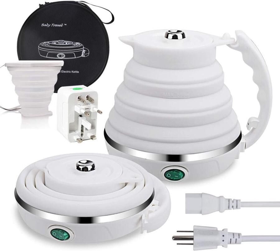 Opvouwbare Waterkoker Draagbare Ketel Reizen en Kamperen Dubbele Spanning 550ml Capaciteit Wit