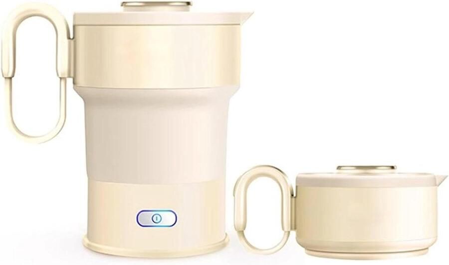 Opvouwbare Waterkoker Reisketel Draagbaar Water Koken Opvouwbaar Siliconen Design 600 ml Wit
