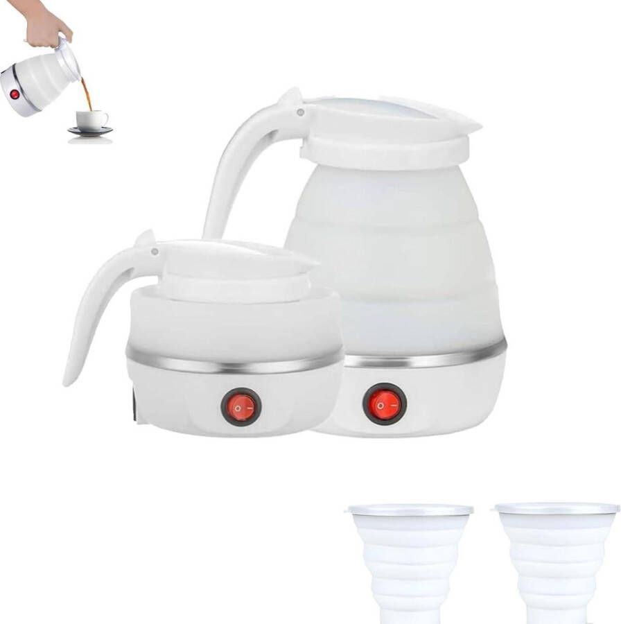 Opvouwbare waterkoker draagbare waterkoker voor camping 0.6L 600W elektrisch siliconen roestvrijstalen bodem mini voor reizen wandelen outdoor camping gadgets