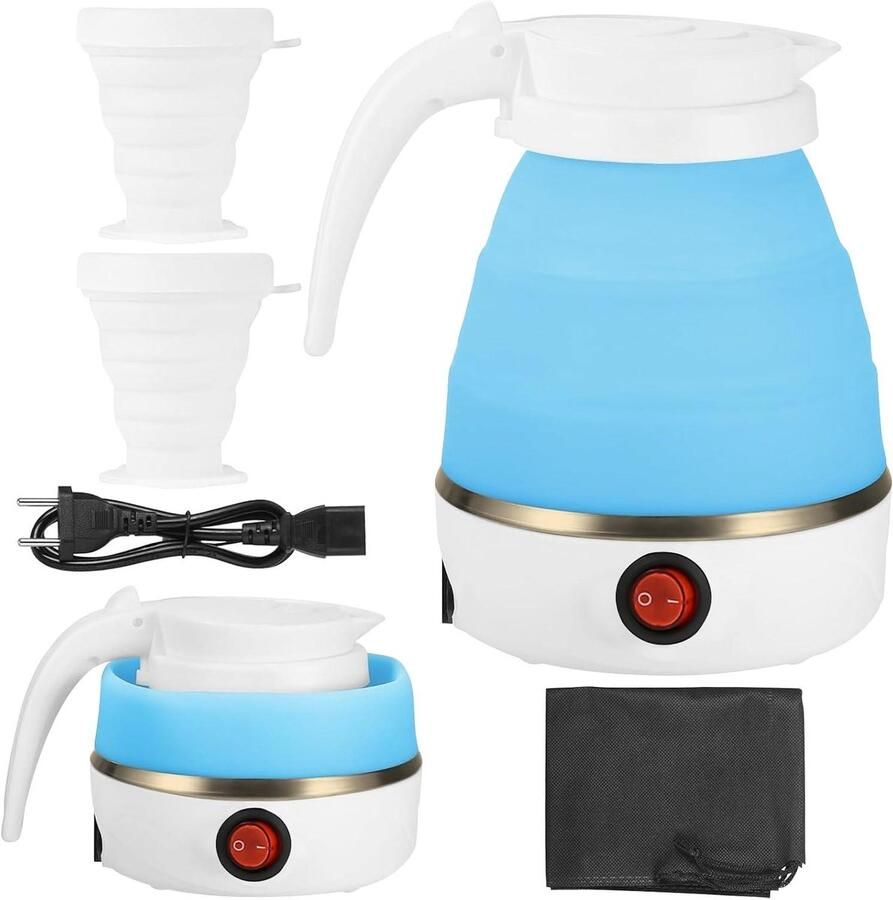 Opvouwbare Waterkoker Mini Reis Koker Reizen en Kamperen Snelle Verwarming 600 ml Wit