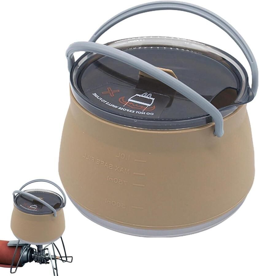 Opvouwbare waterkoker Reis theeketel Warme dranken buiten Hittebestendig RVS bodem 5D x 16B x 5H cm