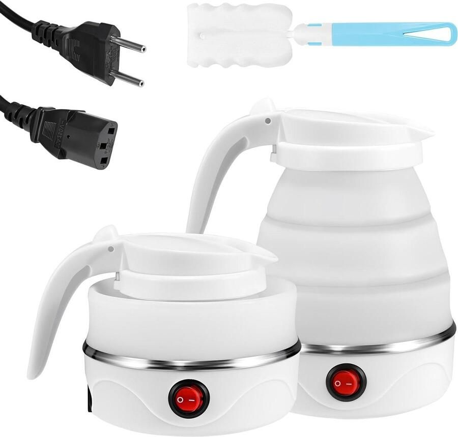Opvouwbare Waterkoker Reiswaterkoker Kleine Ketel Snel Water Koken Compact Opvouwbaar Design 600 ml Wit