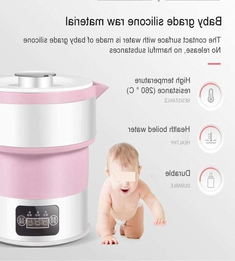 Opvouwbare Waterkoker Reis Waterkoker Camping Koken Water Onderweg Smart Touch Display 600 ml Roze
