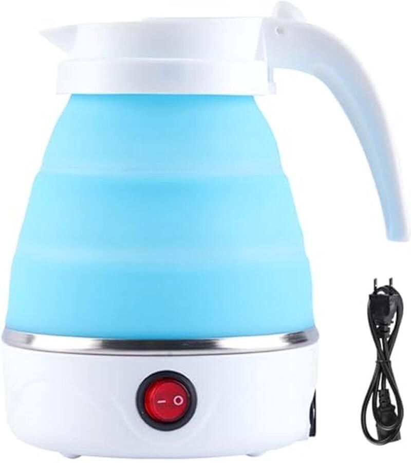 Opvouwbare Waterkoker Reis Waterkoker Compact Reizen Snel Koken 0.6 Liter Lichtblauw