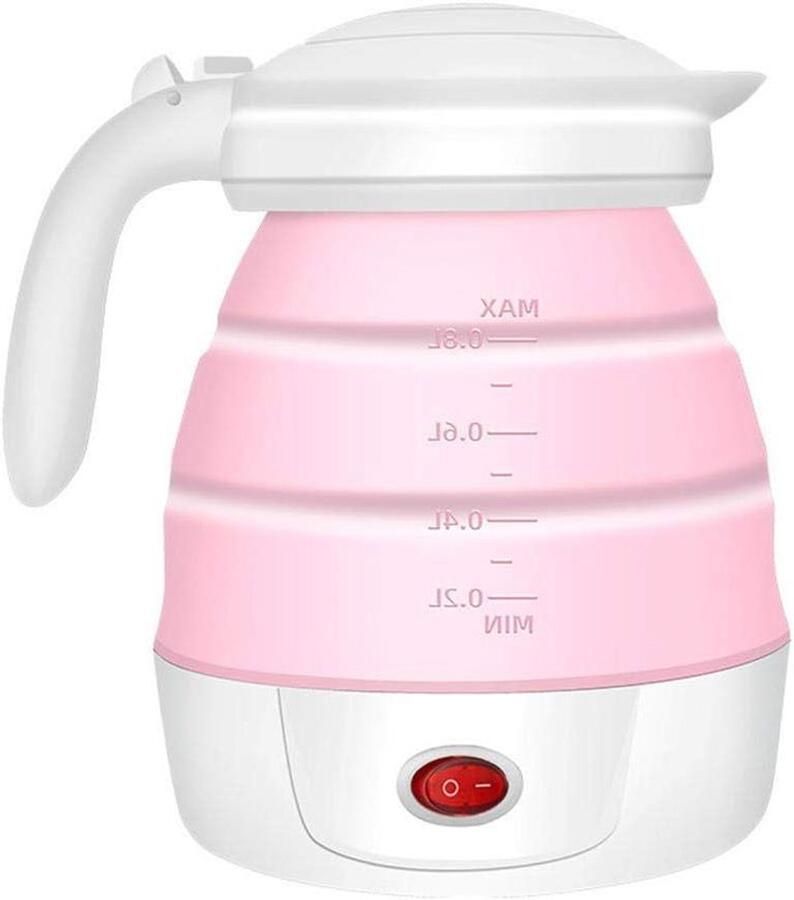 Opvouwbare Waterkoker Reis Waterkoker Elektrisch Snel Water Koken Voedselveilig Siliconen 1.0 Liter Roze
