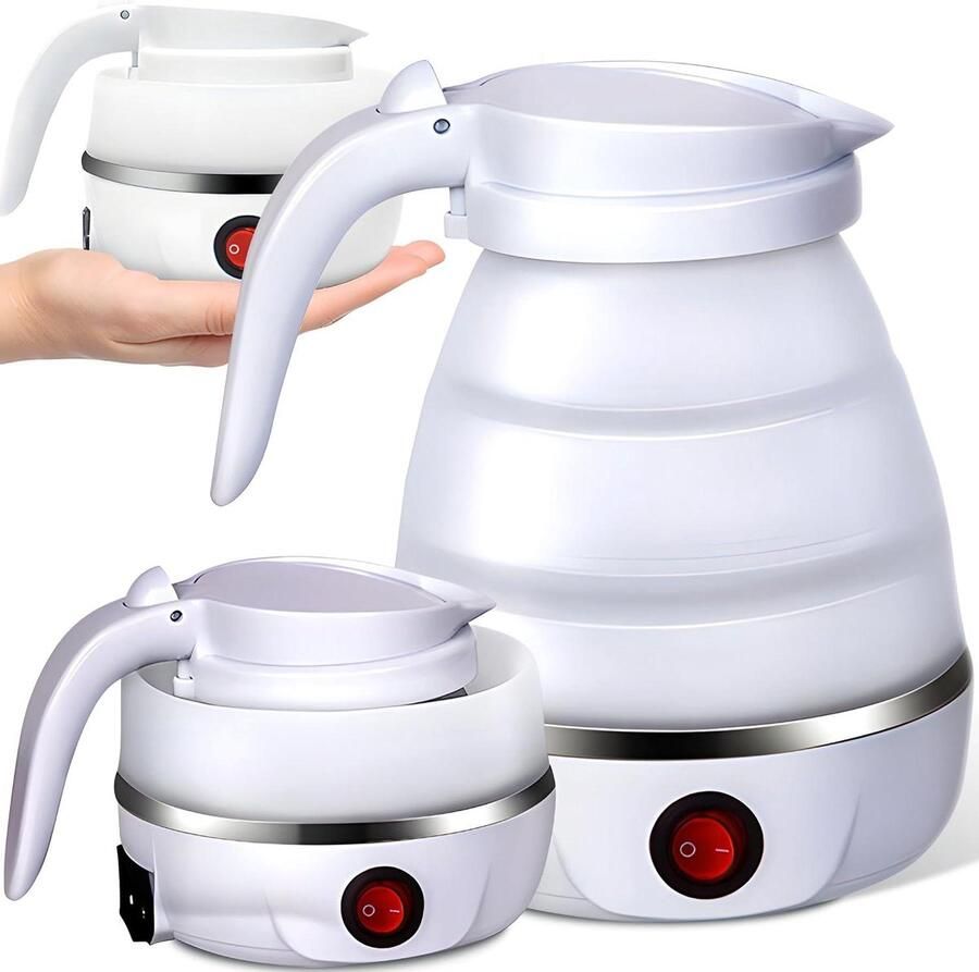 Opvouwbare Waterkoker Reis Waterkoker Kamperen en Reizen Automatische Uitschakeling 06 Liter Wit