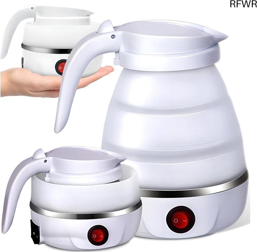 Opvouwbare Waterkoker Reis Waterkoker Kamperen en Reizen Automatische Uitschakeling 06 Liter Wit