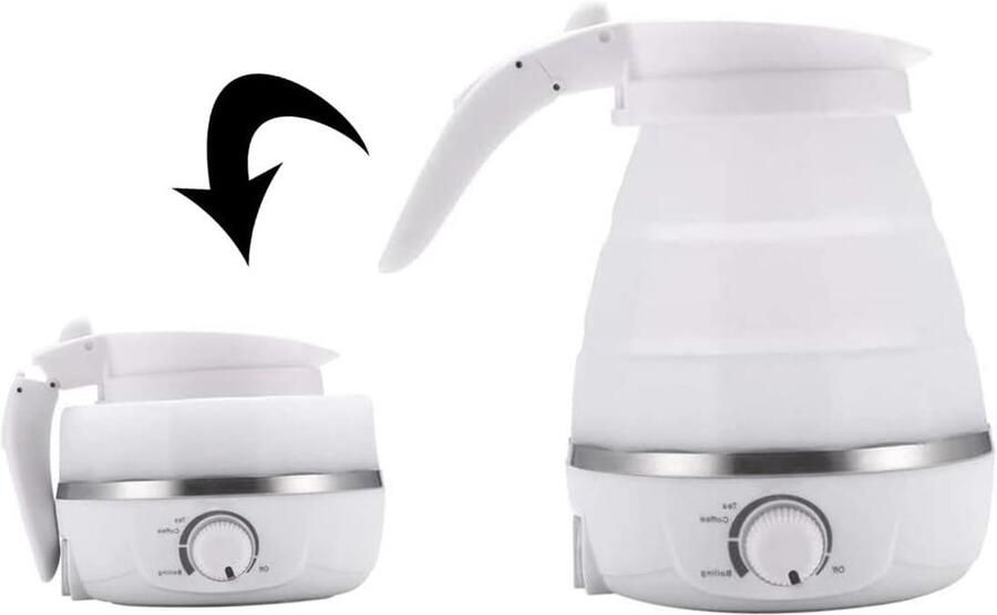 Opvouwbare Waterkoker Reis Waterkoker Kamperen en Reizen Dubbele Spanning 0.6 Liter Wit