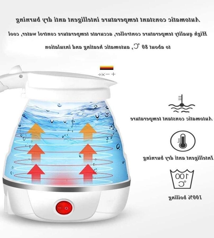 Opvouwbare Waterkoker Reis Waterkoker Koken Onderweg Dubbele Spanning 600 ml Blauw - Foto 2