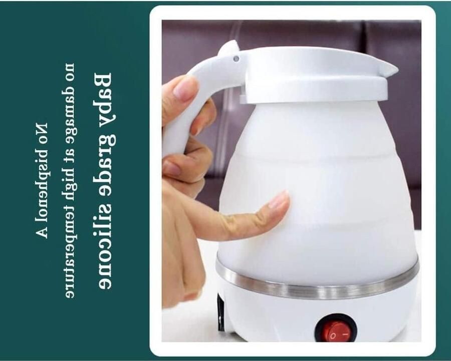 Opvouwbare Waterkoker Reis Waterkoker Koken Onderweg Dubbele Spanning 600 ml Zwart