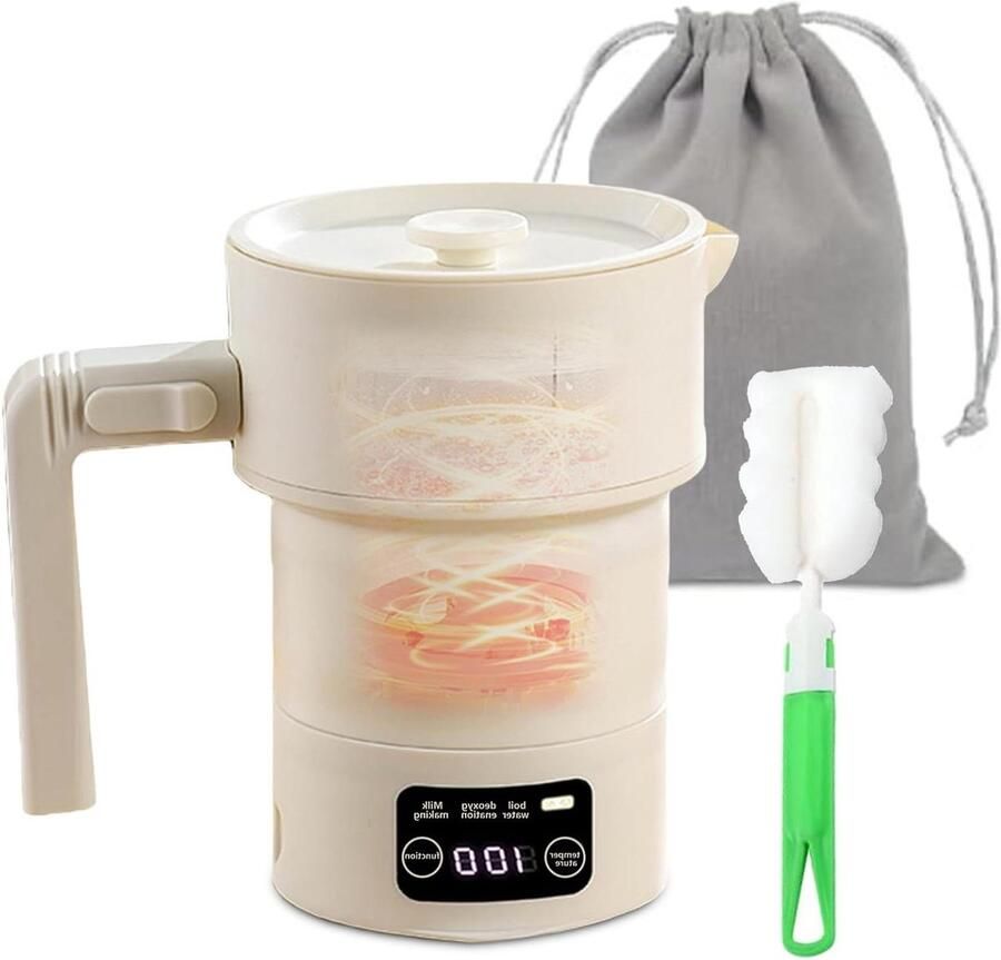 Opvouwbare Waterkoker Reis Waterkoker Mini Heet Water Maken Snel Opwarmen 4-6 Min 06 Liter Wit