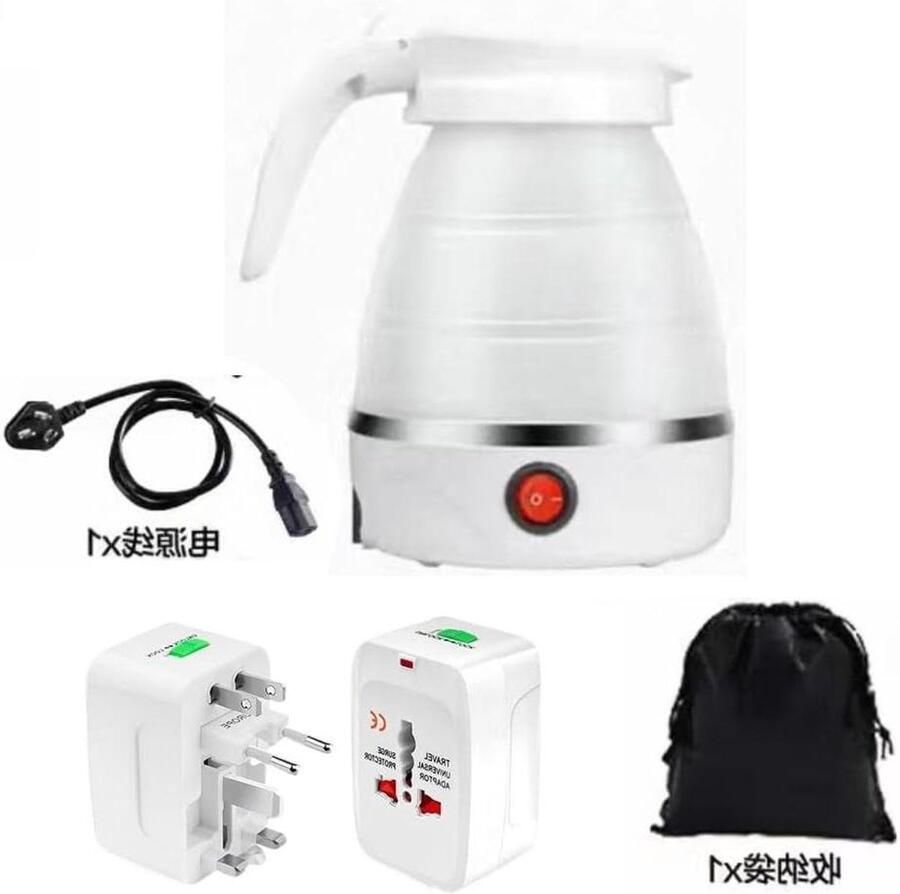 Opvouwbare Waterkoker Reis Waterkoker Reizen en Kamperen Compact en Draagbaar 500 ml Wit